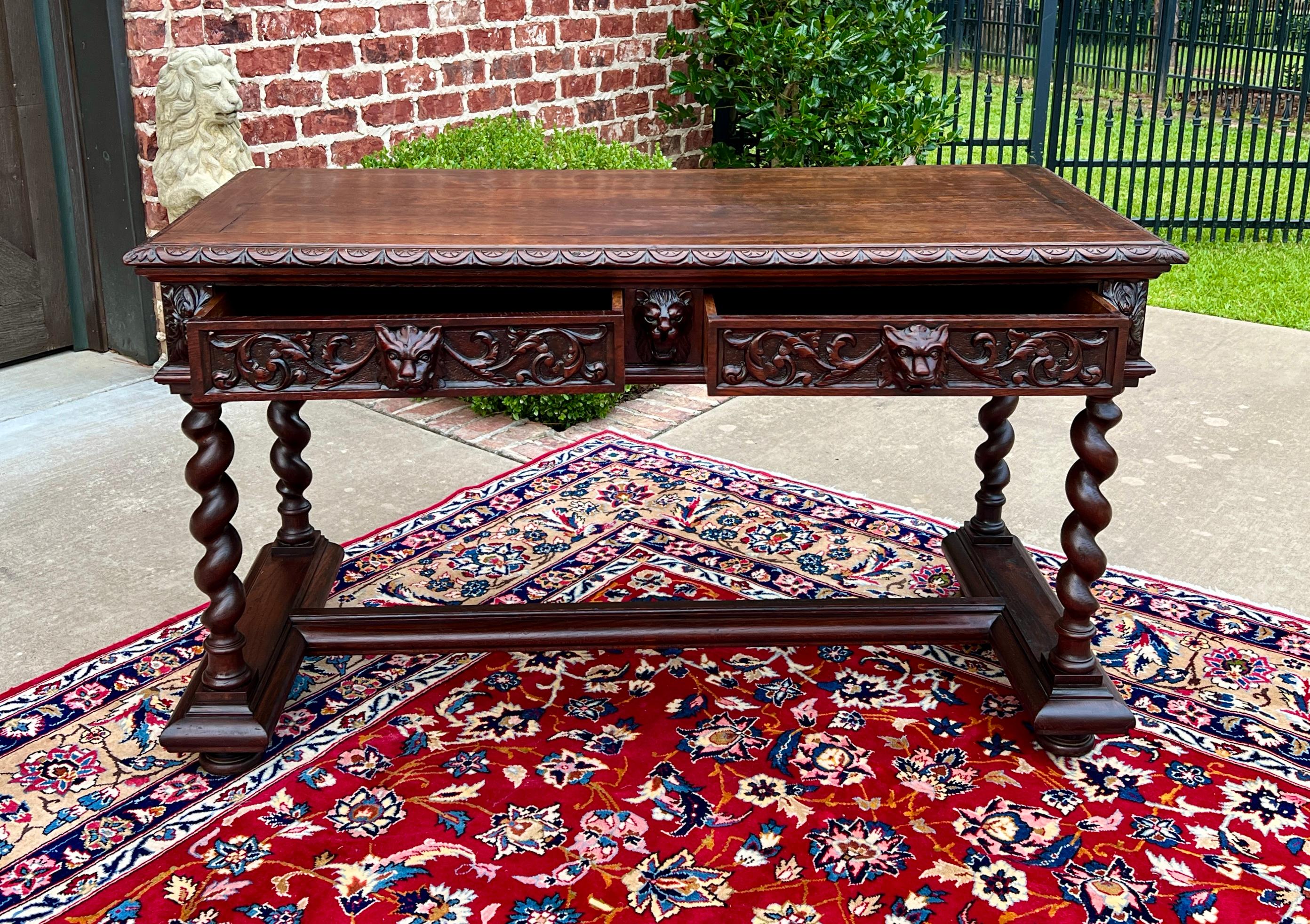 Antique French Desk Writing Table Sofa Entry Table Oak Barley Twist Renaissance 3