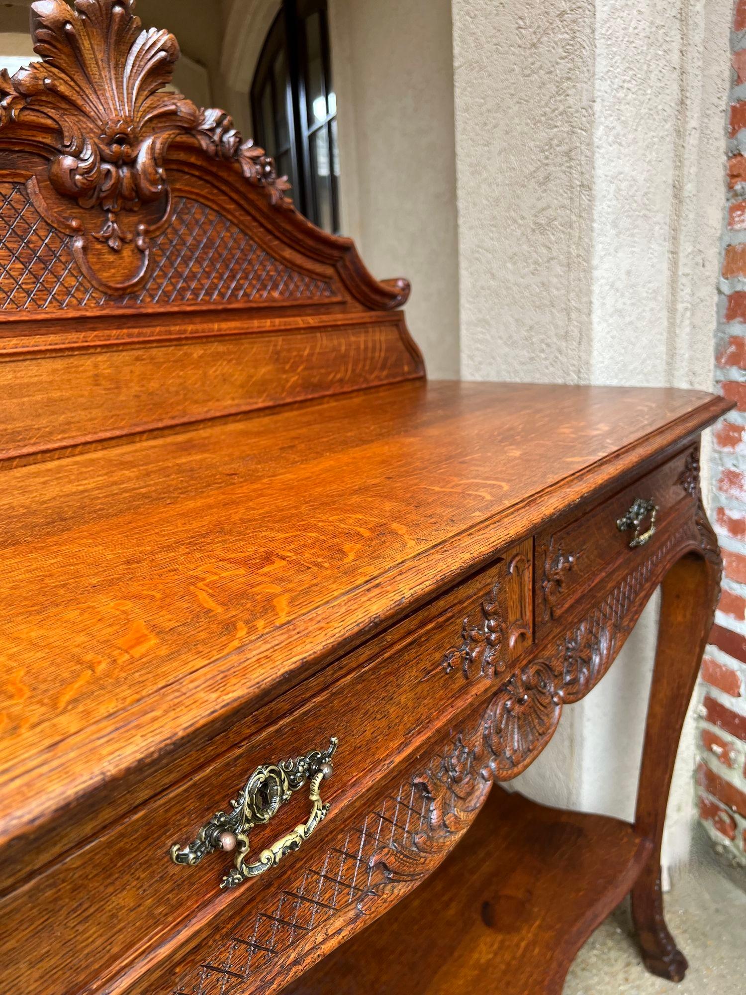 Antikes französisches Dessert-Serviergeschirr- Sideboard aus geschnitzter Tigereiche im Louis-XV-Stil, um 1890 im Angebot 9