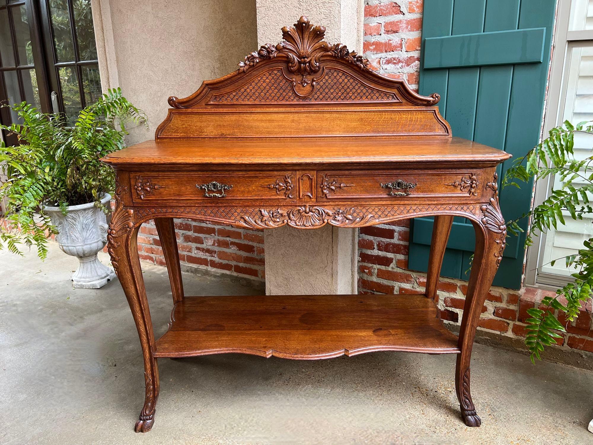 Antikes französisches Dessert-Serviergeschirr- Sideboard aus geschnitzter Tigereiche im Louis-XV-Stil, um 1890 (Französisch) im Angebot