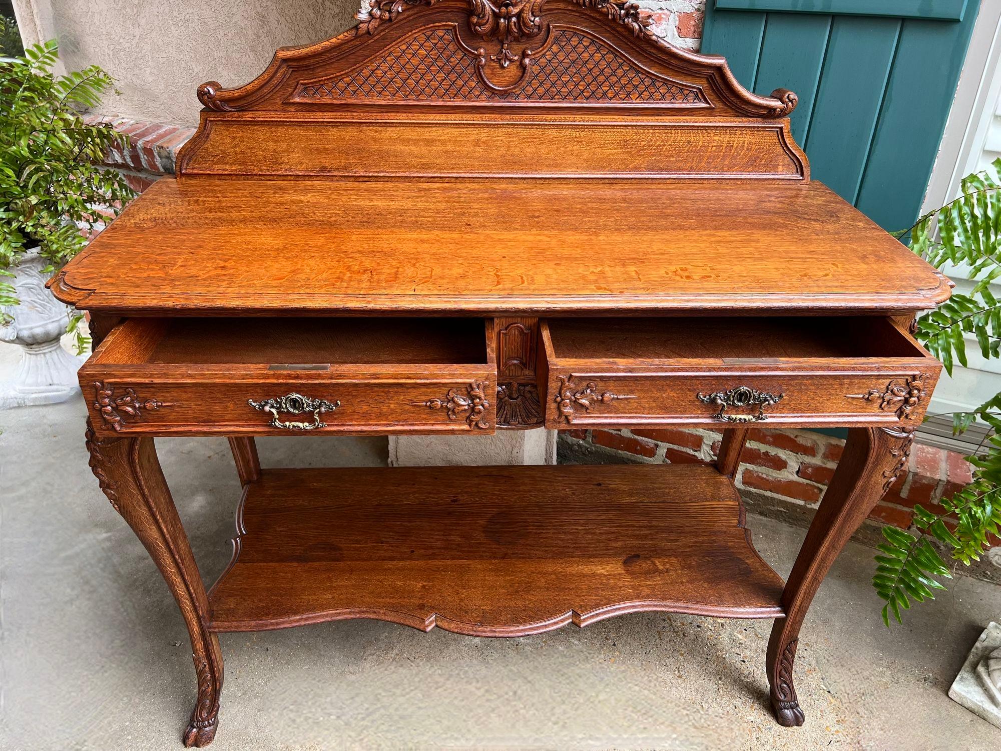 Antikes französisches Dessert-Serviergeschirr- Sideboard aus geschnitzter Tigereiche im Louis-XV-Stil, um 1890 (Eichenholz) im Angebot