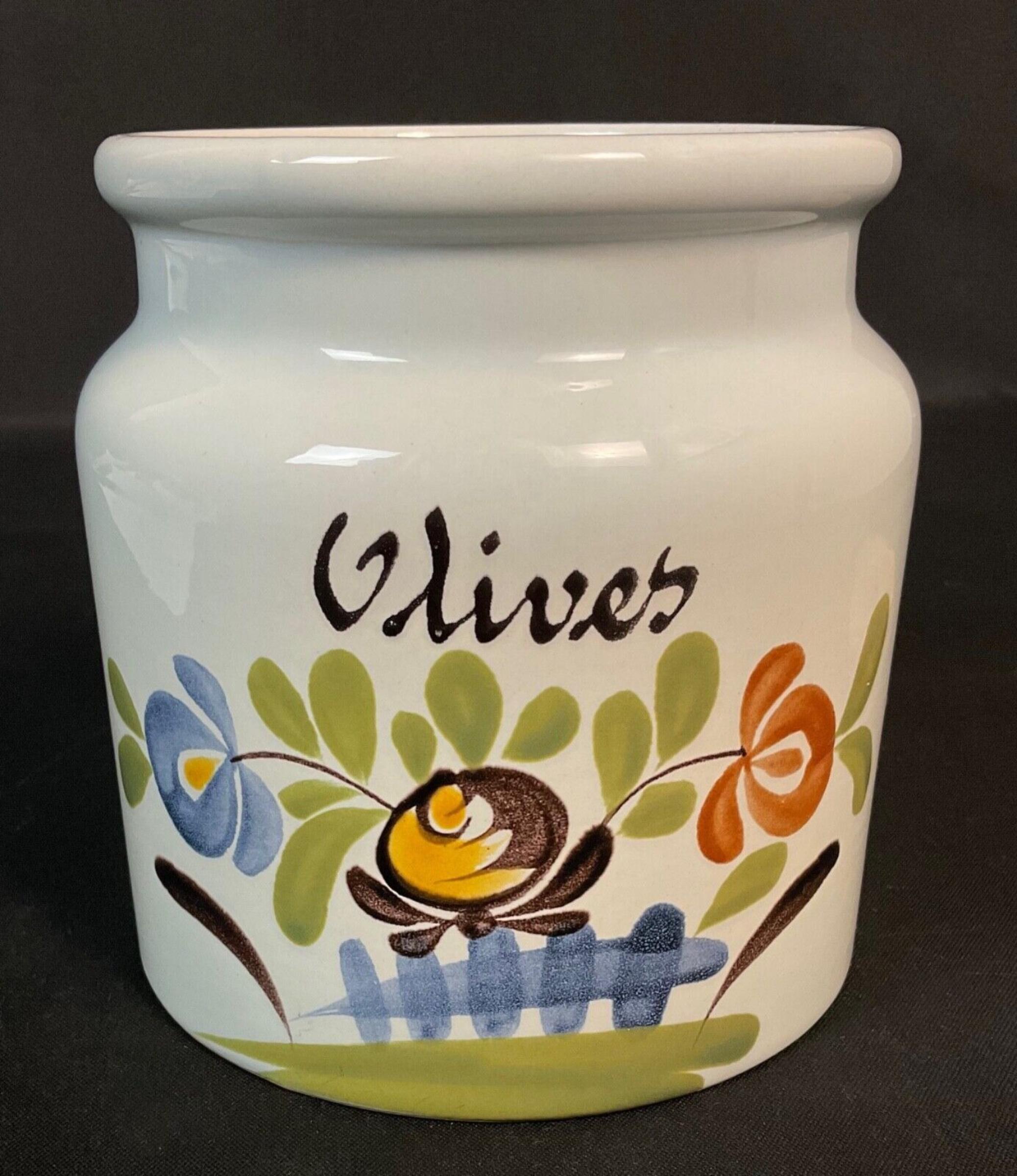 Antique French Desvres Fayence Olive Topf, handgemalte Landhausstil - 2Y614 im Angebot 5