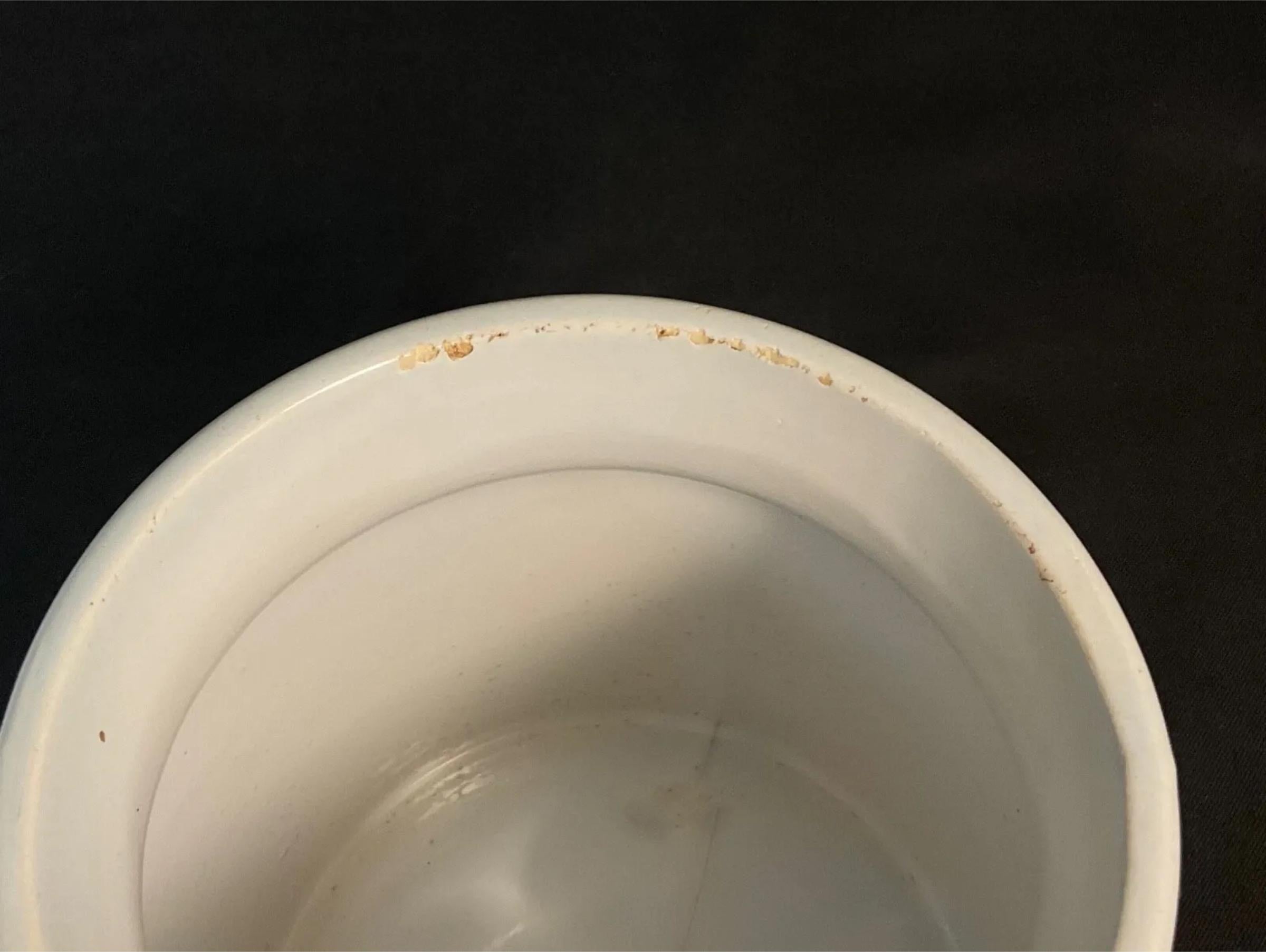 Antique French Desvres Fayence Olive Topf, handgemalte Landhausstil - 2Y614 (20. Jahrhundert) im Angebot