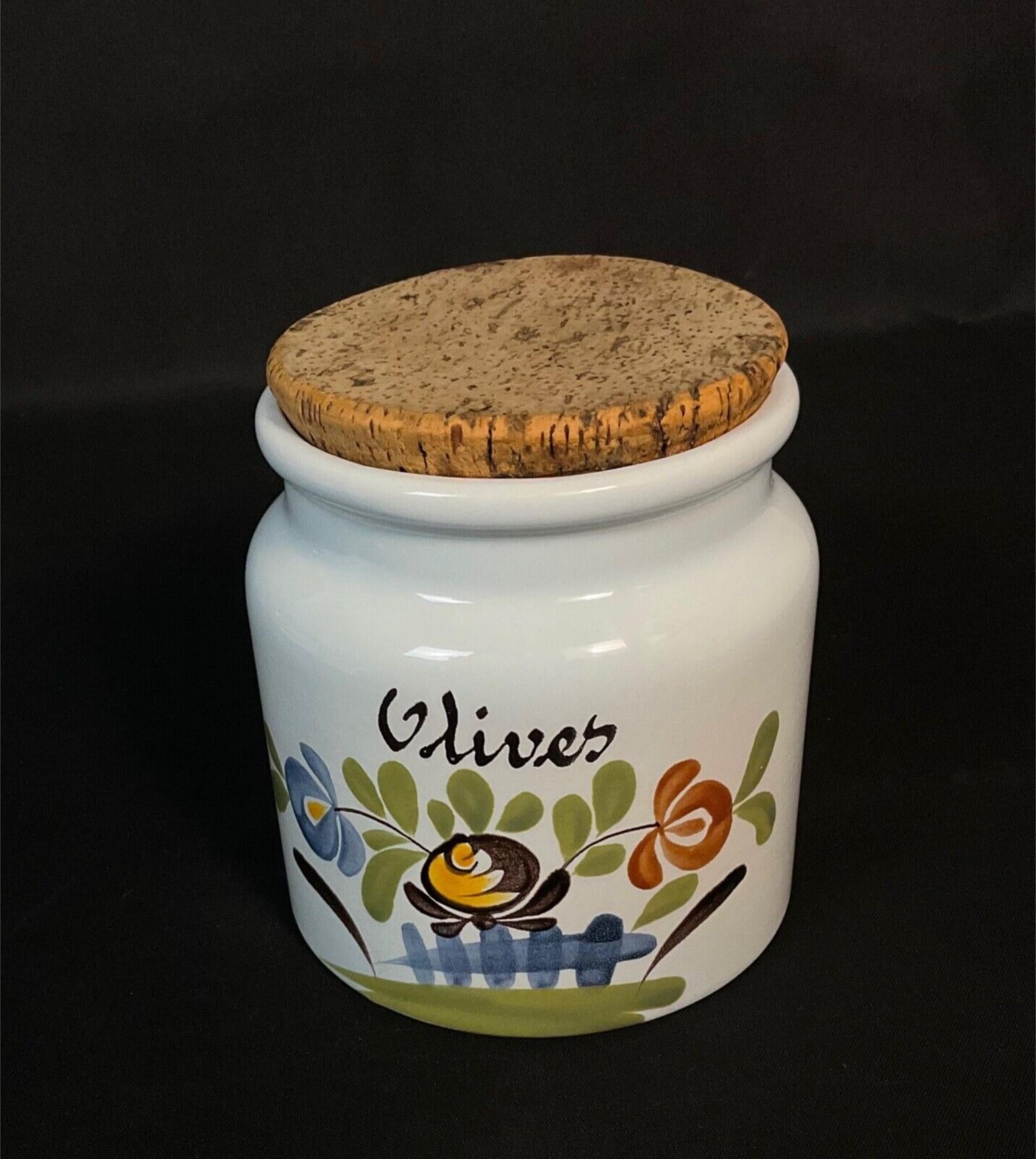 Antique French Desvres Fayence Olive Topf, handgemalte Landhausstil - 2Y614 im Angebot 4