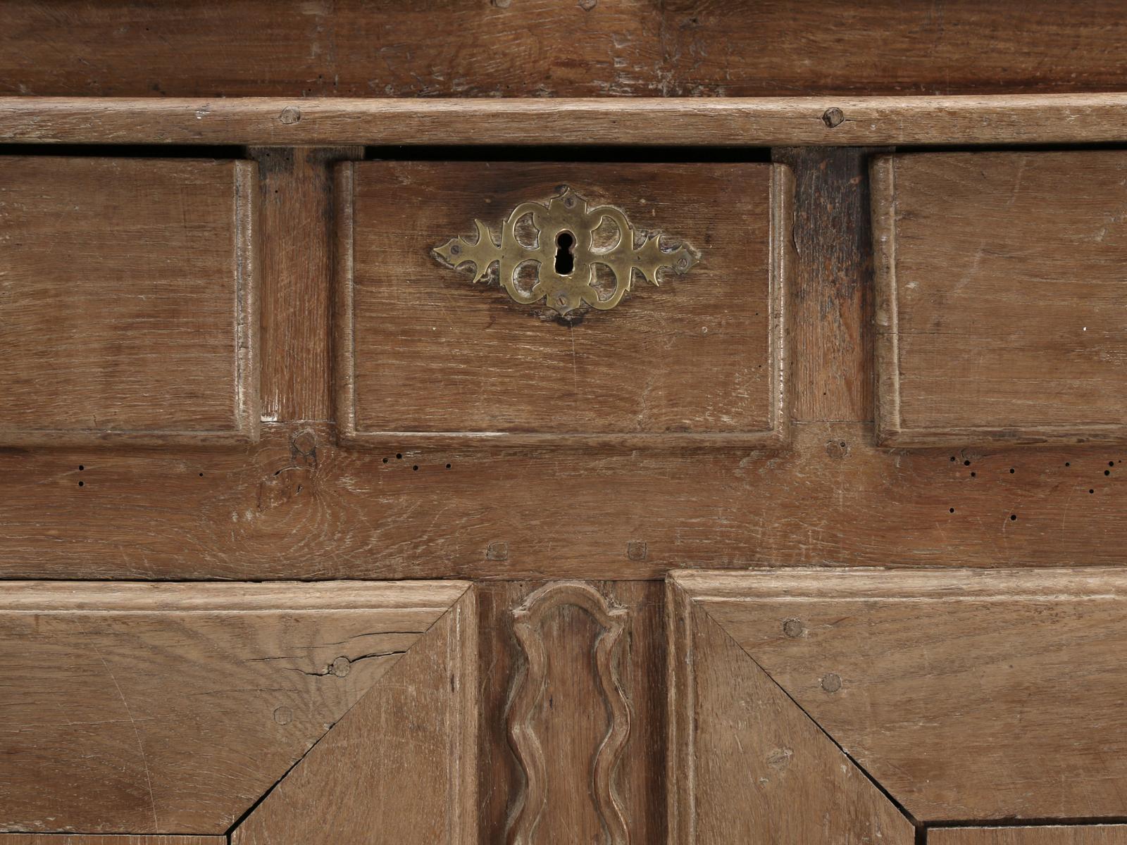 Early 18th Century Antique French Deux Corp 'Cupboard' in Original Finish from Chateau Unrestored For Sale