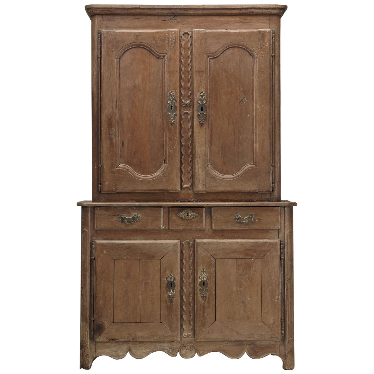 Antique French Deux Corp 'Cupboard' in Original Finish from Chateau Unrestored For Sale