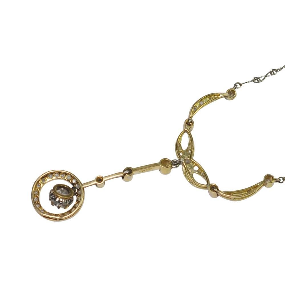 Women's Antique French Diamond 18 Carat Gold and Platinum Necklace Dates from 1920 For Sale