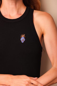 Antique French Diamond 18K Yellow Gold Enamel Bouquet Brooch