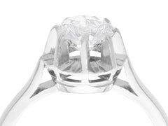 Antique French Diamond and 18k White Gold Solitaire Engagement Ring