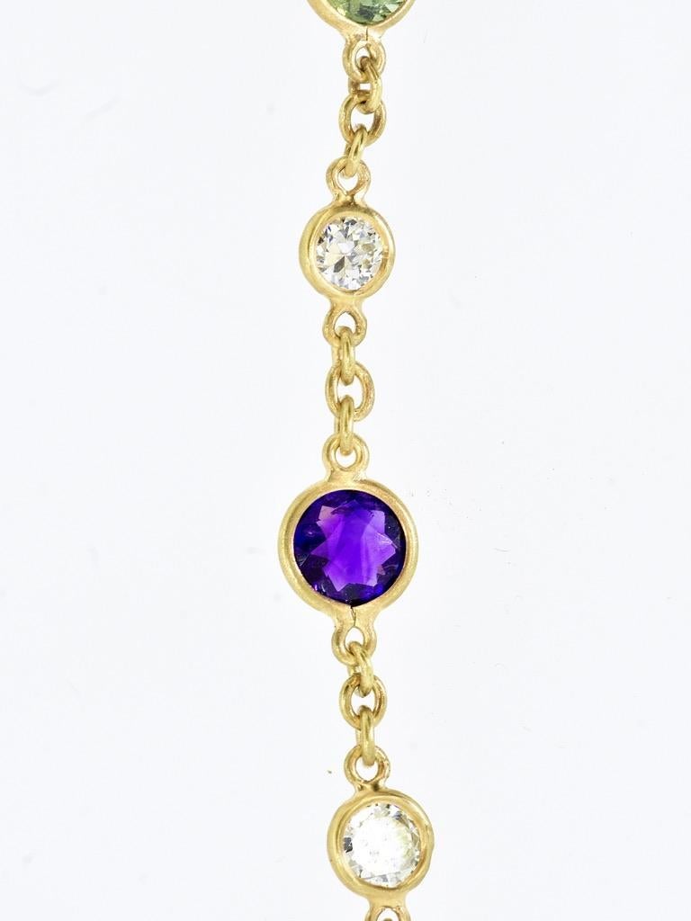 Antique French Diamond and Colored Stone Necklace Chain, c. 1880 For Sale 3
