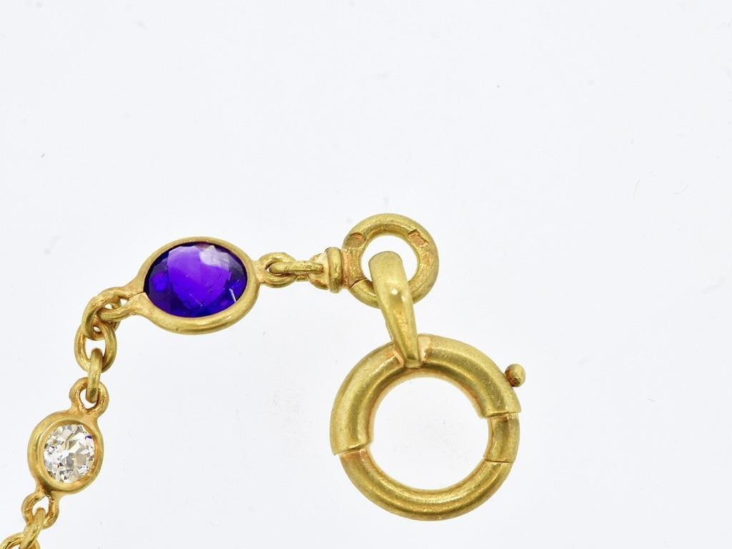 Antique French Diamond and Colored Stone Necklace Chain, c. 1880 For Sale 4