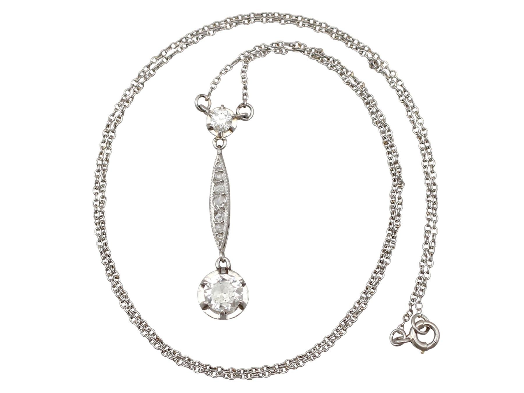 An impressive antique French 0.64 carat diamond and platinum drop style pendant; part of our diverse antique jewellery and estate jewelry collections.

This fine and impressive has been crafted in platinum.

The drop style pendant is ornamented to