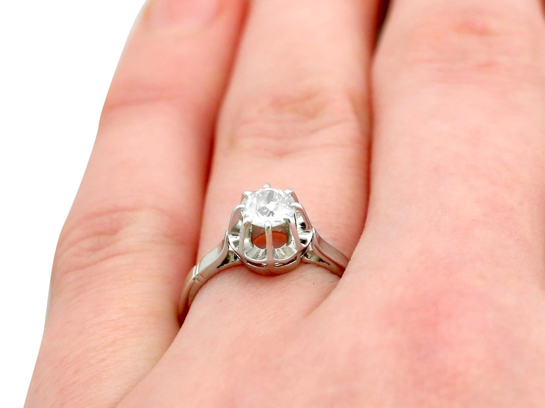 Antique French Diamond and Platinum Solitaire Ring For Sale 2