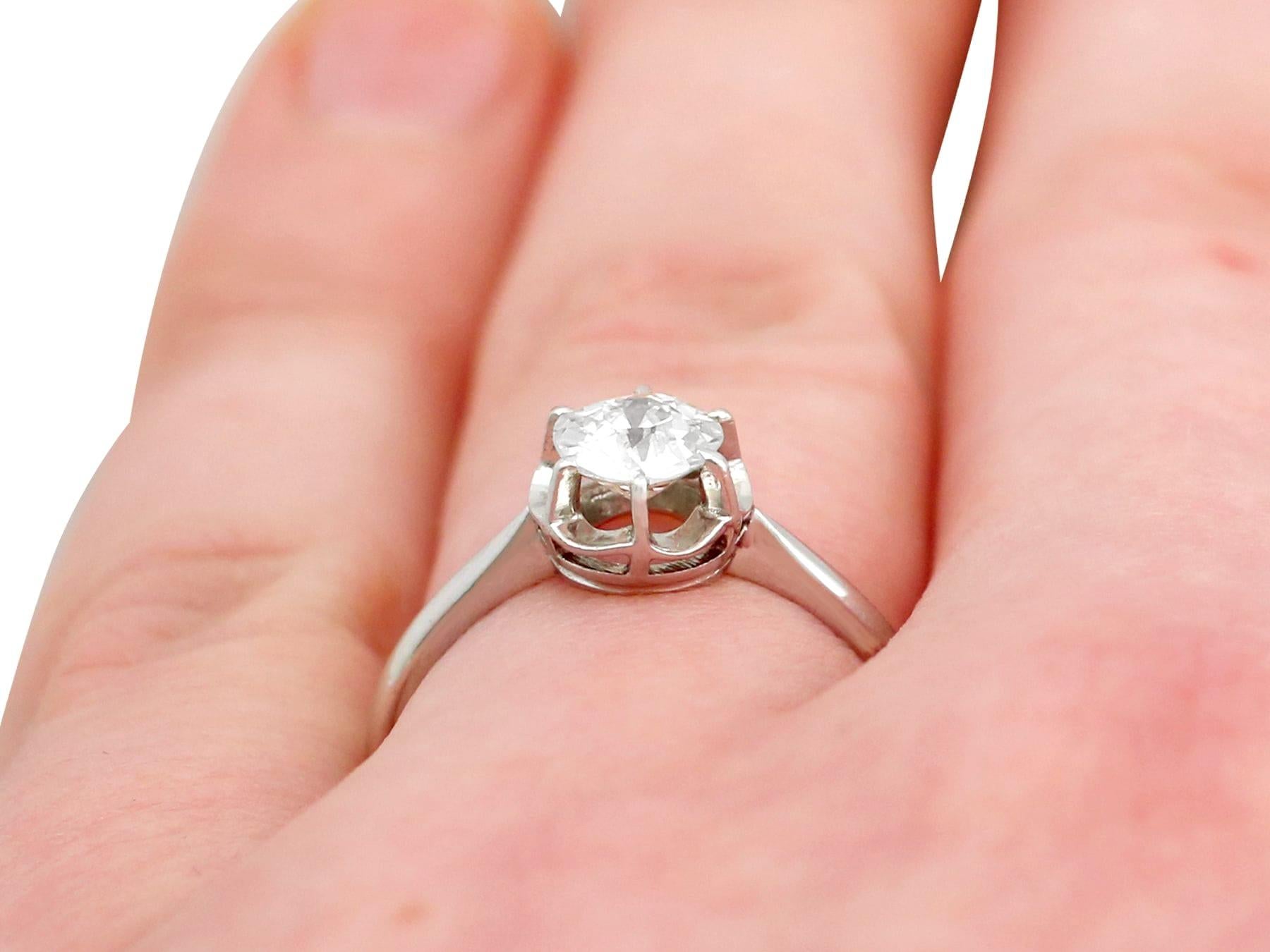 Antique French Diamond and Platinum Solitaire Ring For Sale 4