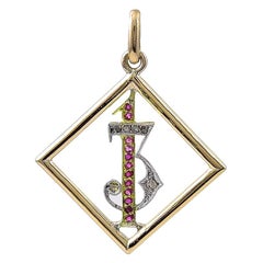 Antique French Diamond and Ruby 13 Charm