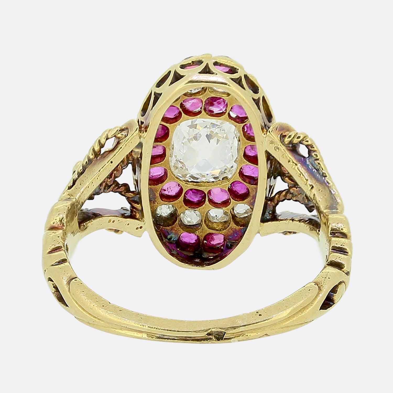Antique French Diamond and Ruby Ring In Good Condition For Sale In London, GB
