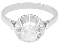 Antique French Diamond and White Gold Solitaire Ring, Circa 1920