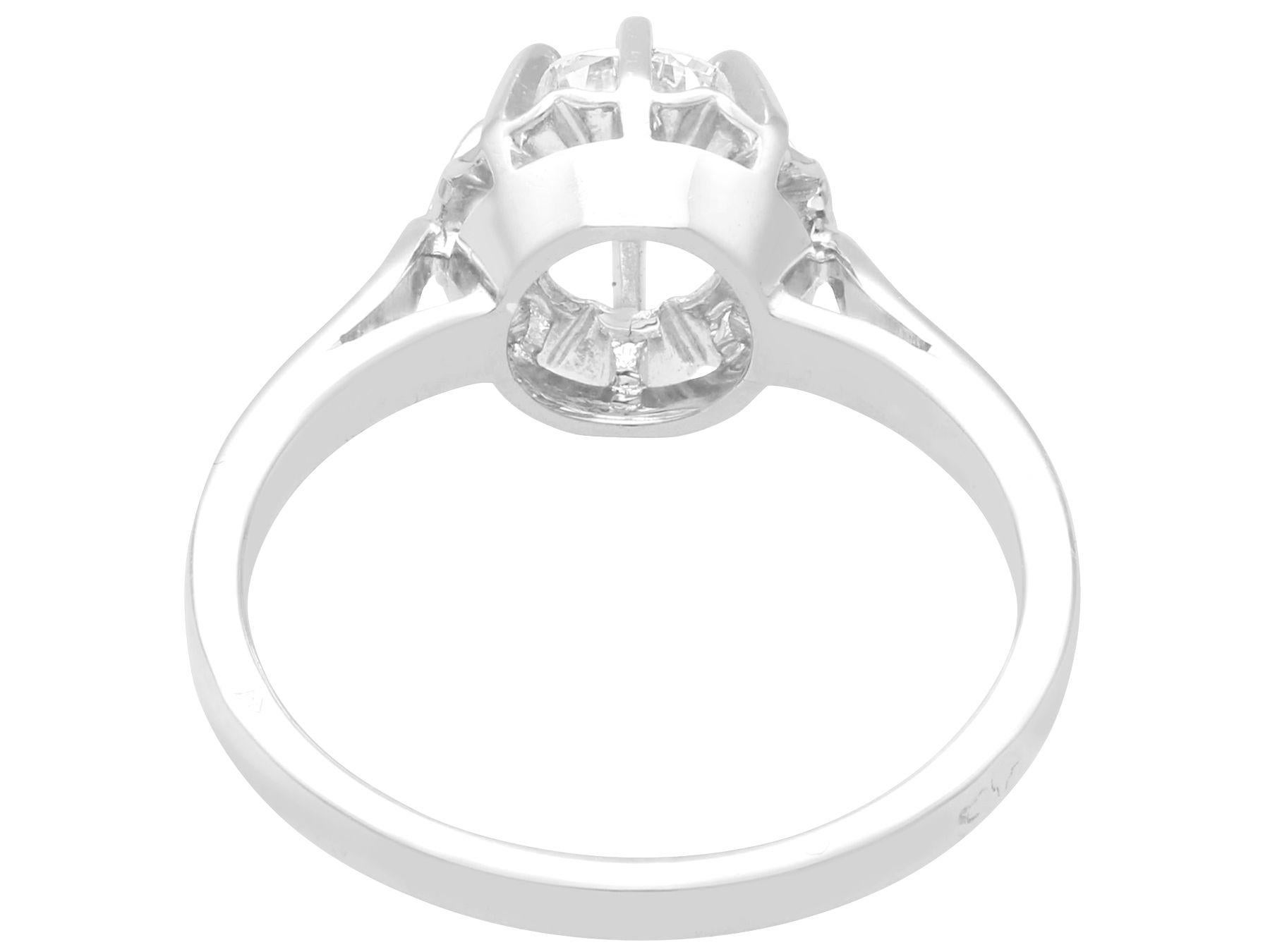 Round Cut Antique French Diamond and White Gold Solitaire Engagement Ring, circa 1930 For Sale