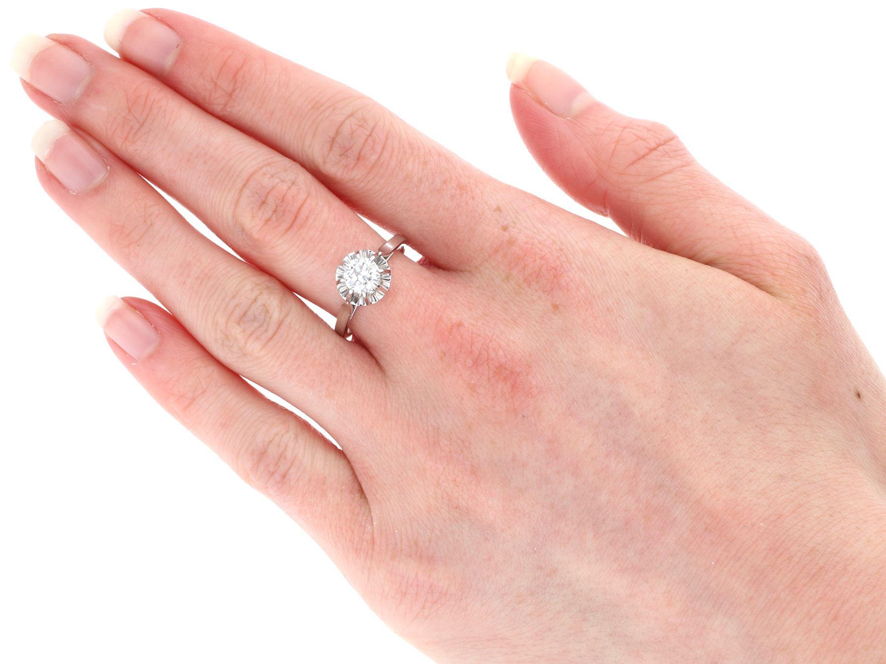 Antique French Diamond and White Gold Solitaire Engagement Ring, circa 1930 For Sale 1
