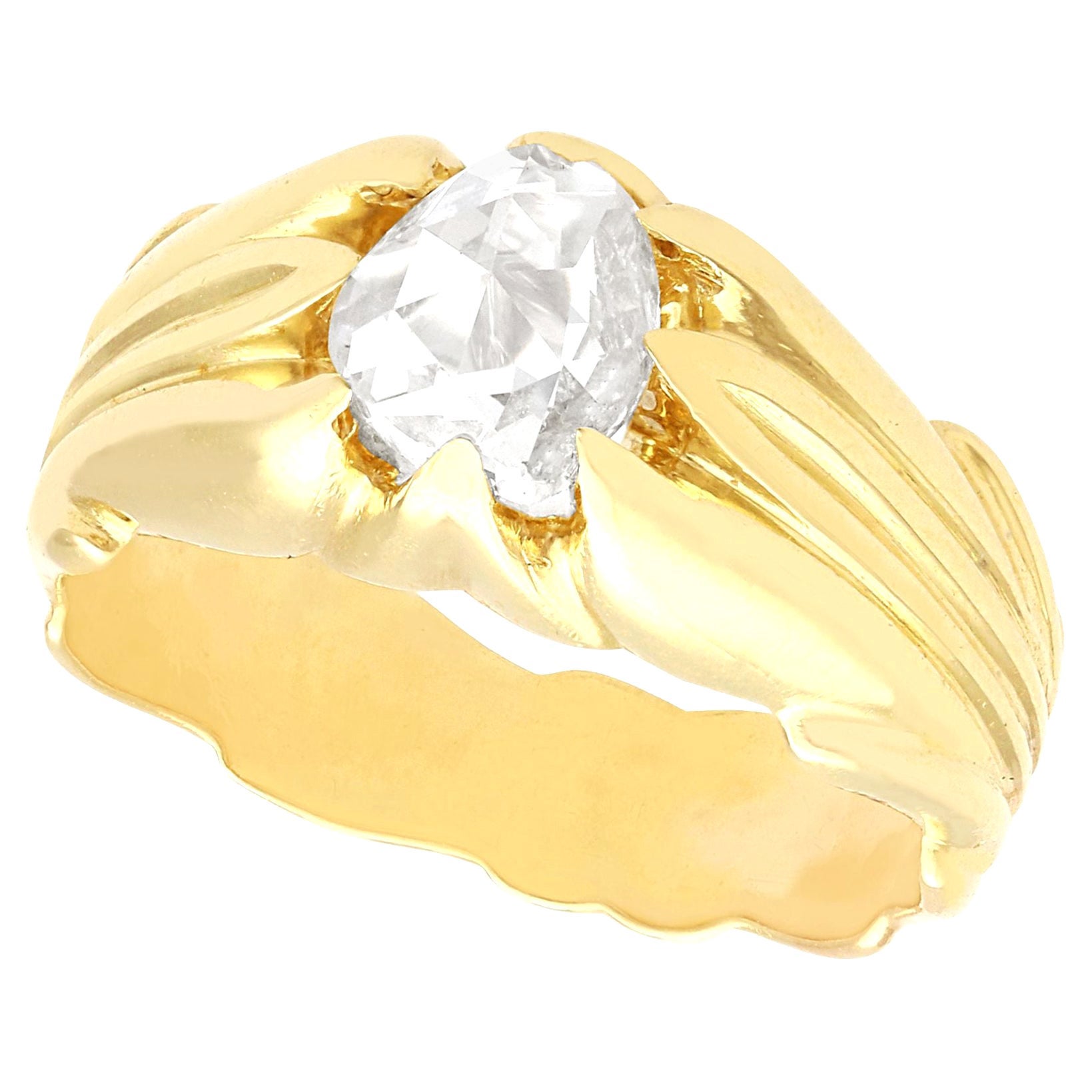 Anillo de compromiso Antique French de diamantes y oro amarillo