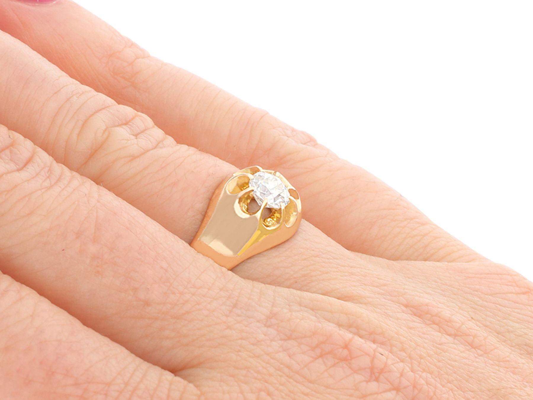 Women's or Men's Antique French Diamond and Yellow Gold Gent's Ring, circa 1920 For Sale