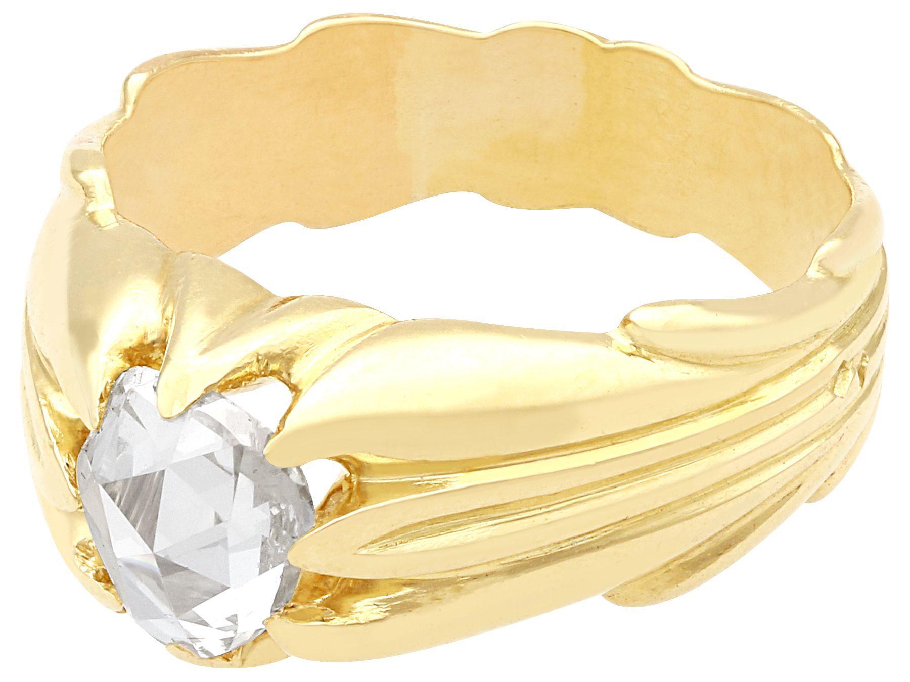 Antiker französischer Verlobungsring aus Diamant und Gelbgold (Rosenschliff) im Angebot