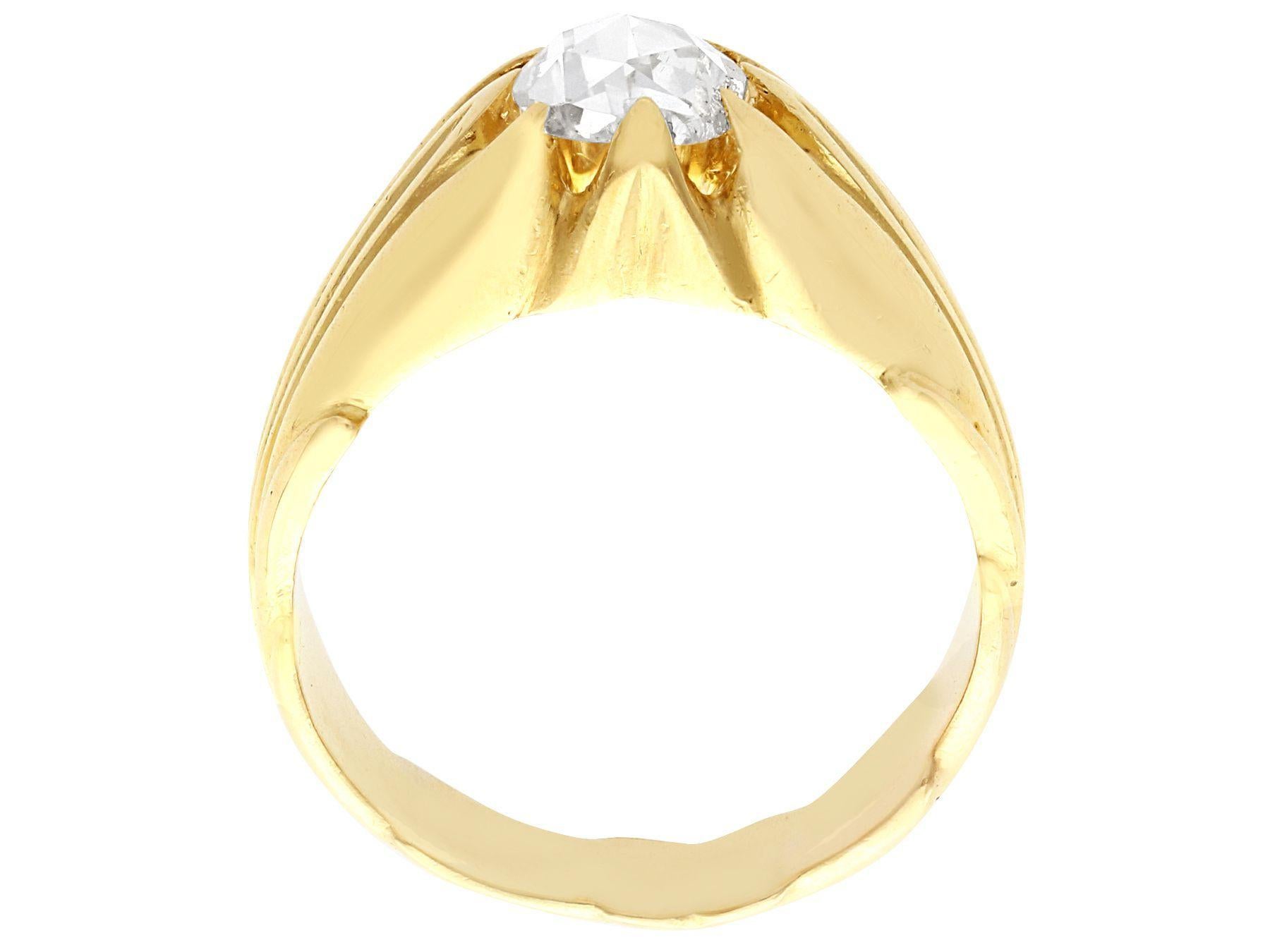 Rose Cut Antique French Diamond and Yellow Gold Engagement Ring For Sale