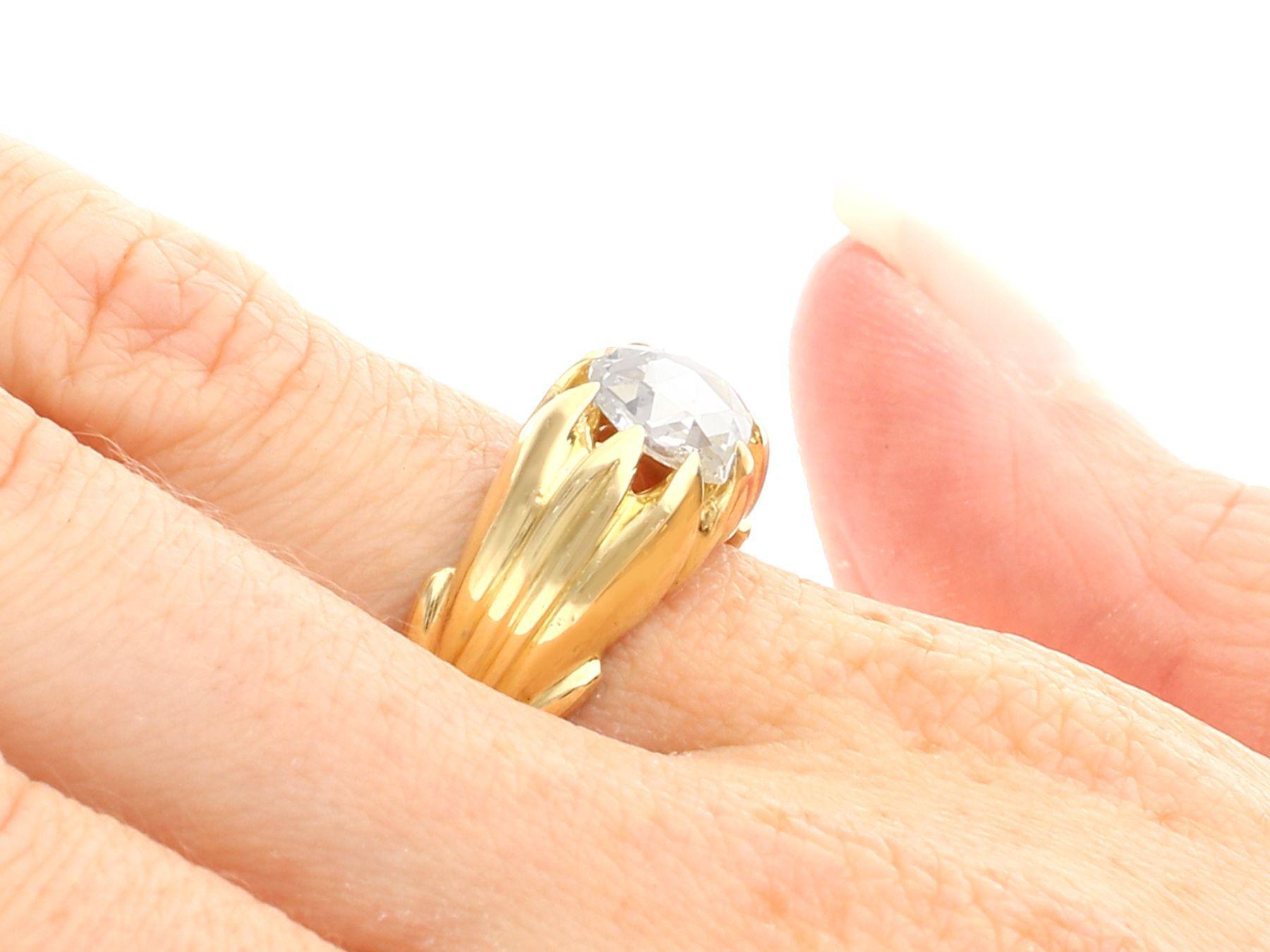 Antiker französischer Verlobungsring aus Diamant und Gelbgold im Angebot 3