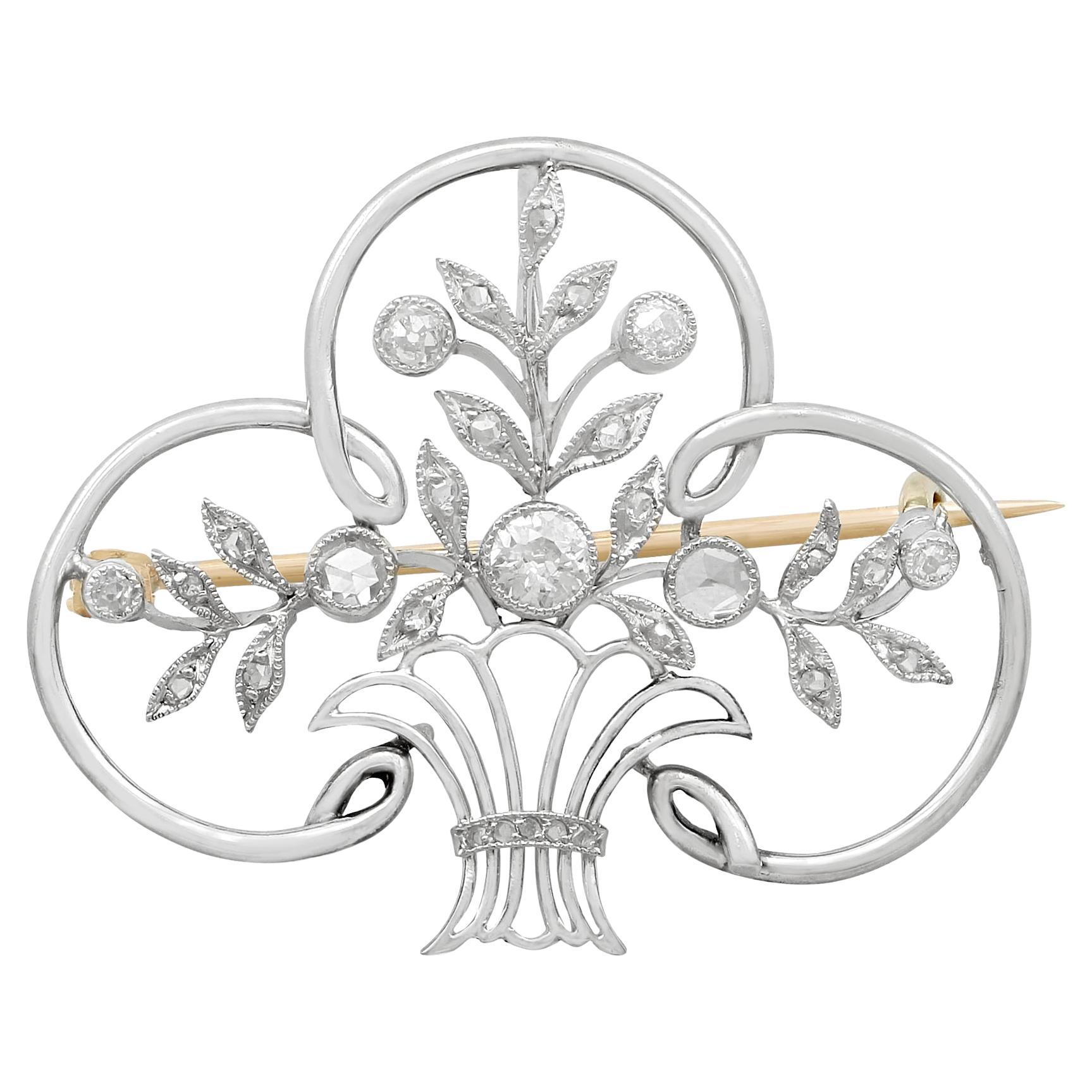Antique French Diamond Brooch in Platinum