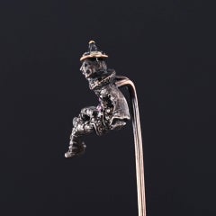 Antique French Diamond Clown with Knife Stickpin