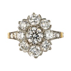 Antique Style French Diamond Daisy Cluster Engagement Ring