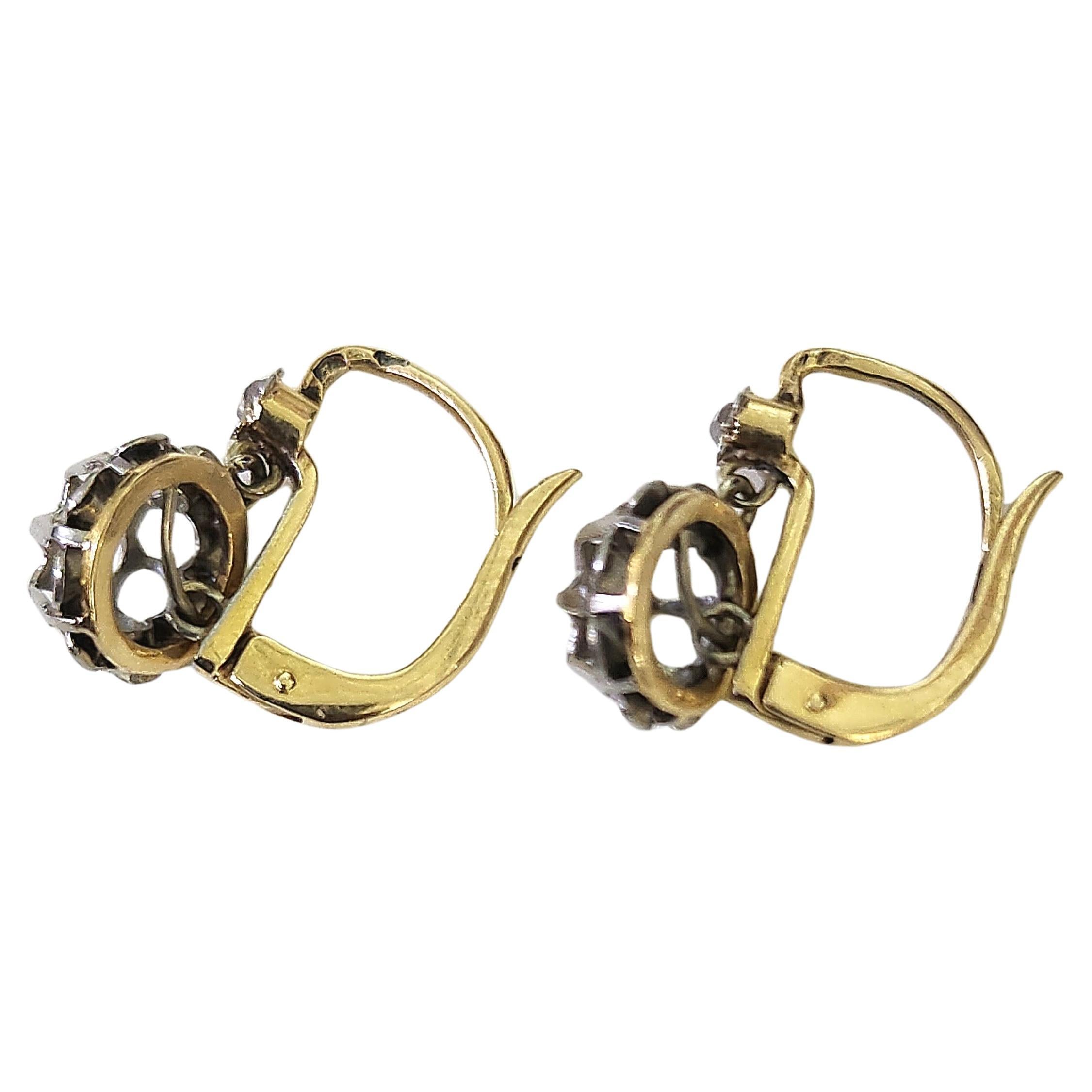 De las mujeres Pendientes de oro con diamantes Antique French en venta