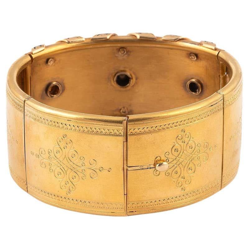 Rose Cut Antique French Diamond Natural Pearl Bangle Bracelet