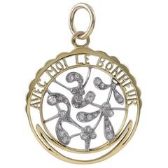 Antique French Diamond, Platinum and Gold Good Fortune Charm