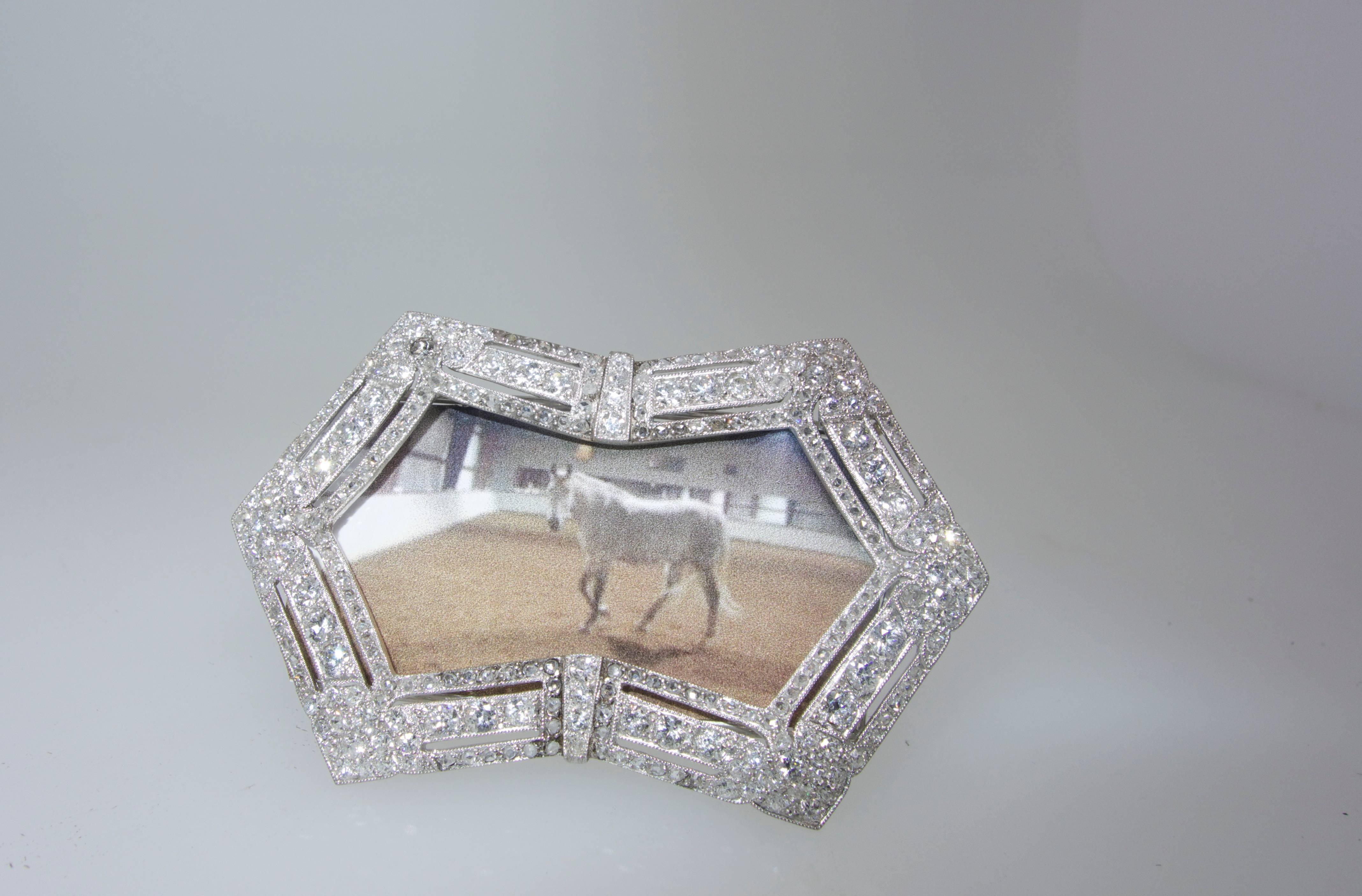 Antique French Diamond Platinum Picture Frame, circa 1915 In Excellent Condition In Aspen, CO