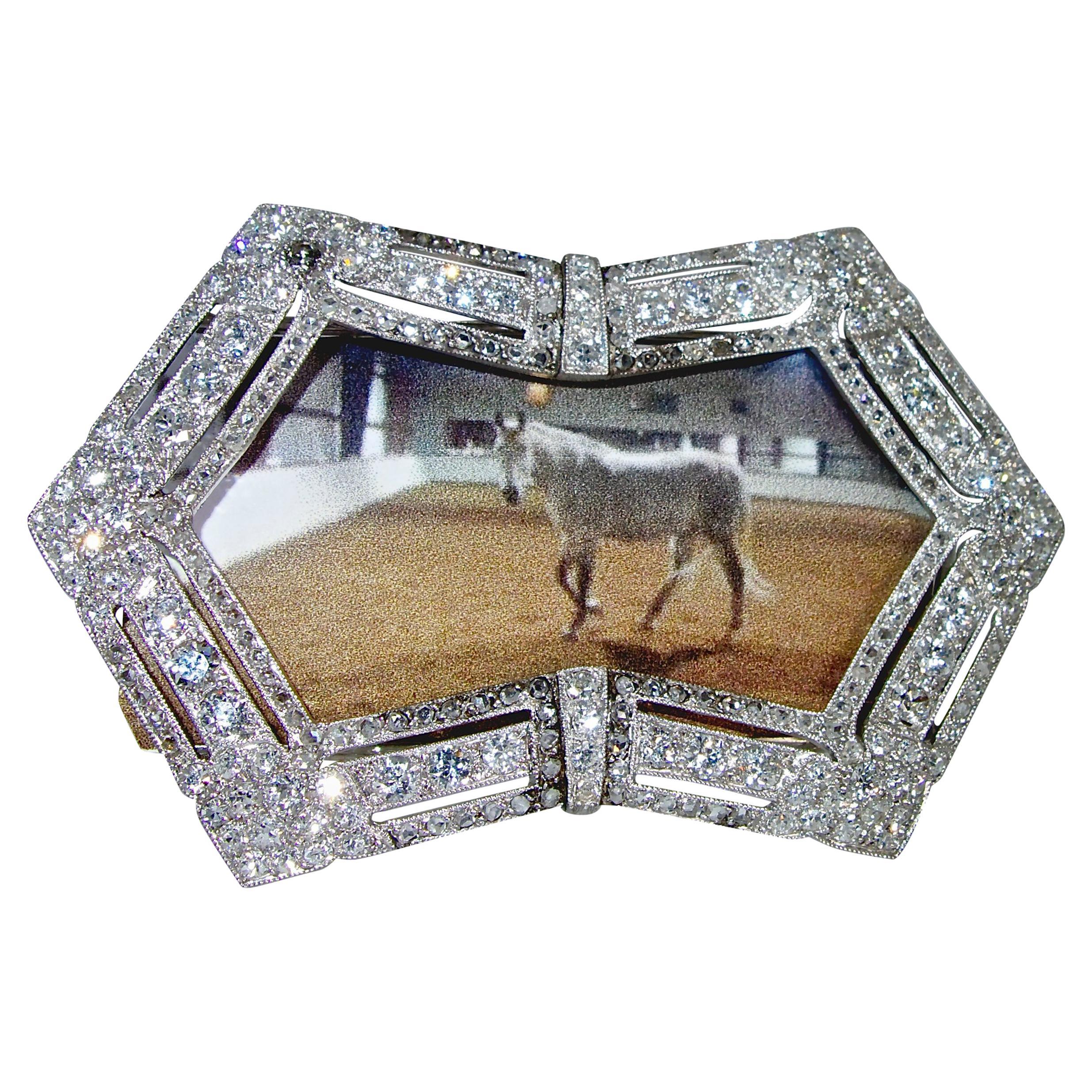 Antique French Diamond Platinum Picture Frame, circa 1915