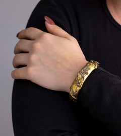 Antique, French, Diamond Set Bamboo Bangle in Original Box