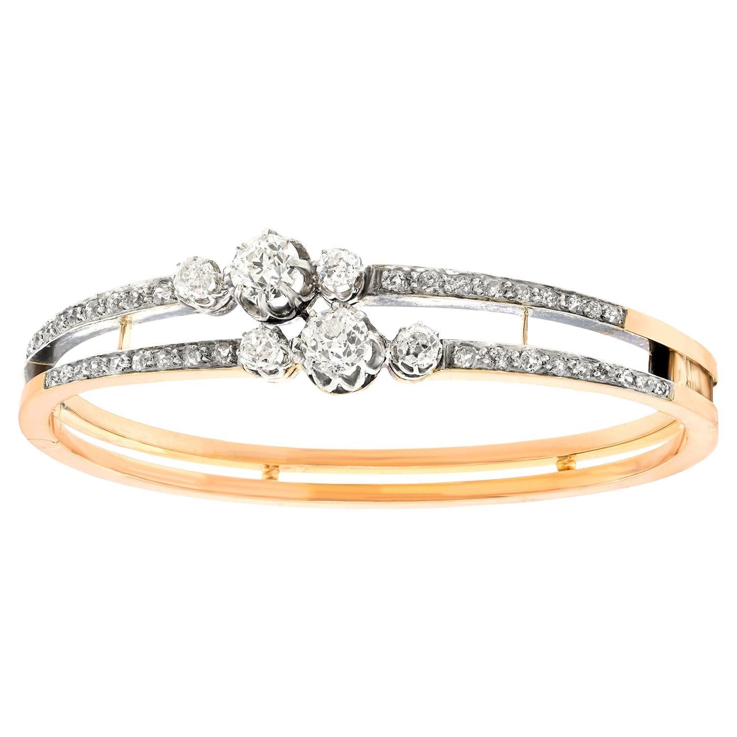 Antique French Diamond-set Bangle For Sale