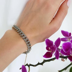 Antique French Diamond, Silver and Gold Curb Links Bracelet, Circa 1890