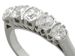 1910s Antique French Diamond and White Gold Platinum Set Five-Stone Ring