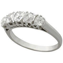 1910s Antique French Diamond and White Gold Platinum Set Five-Stone Ring