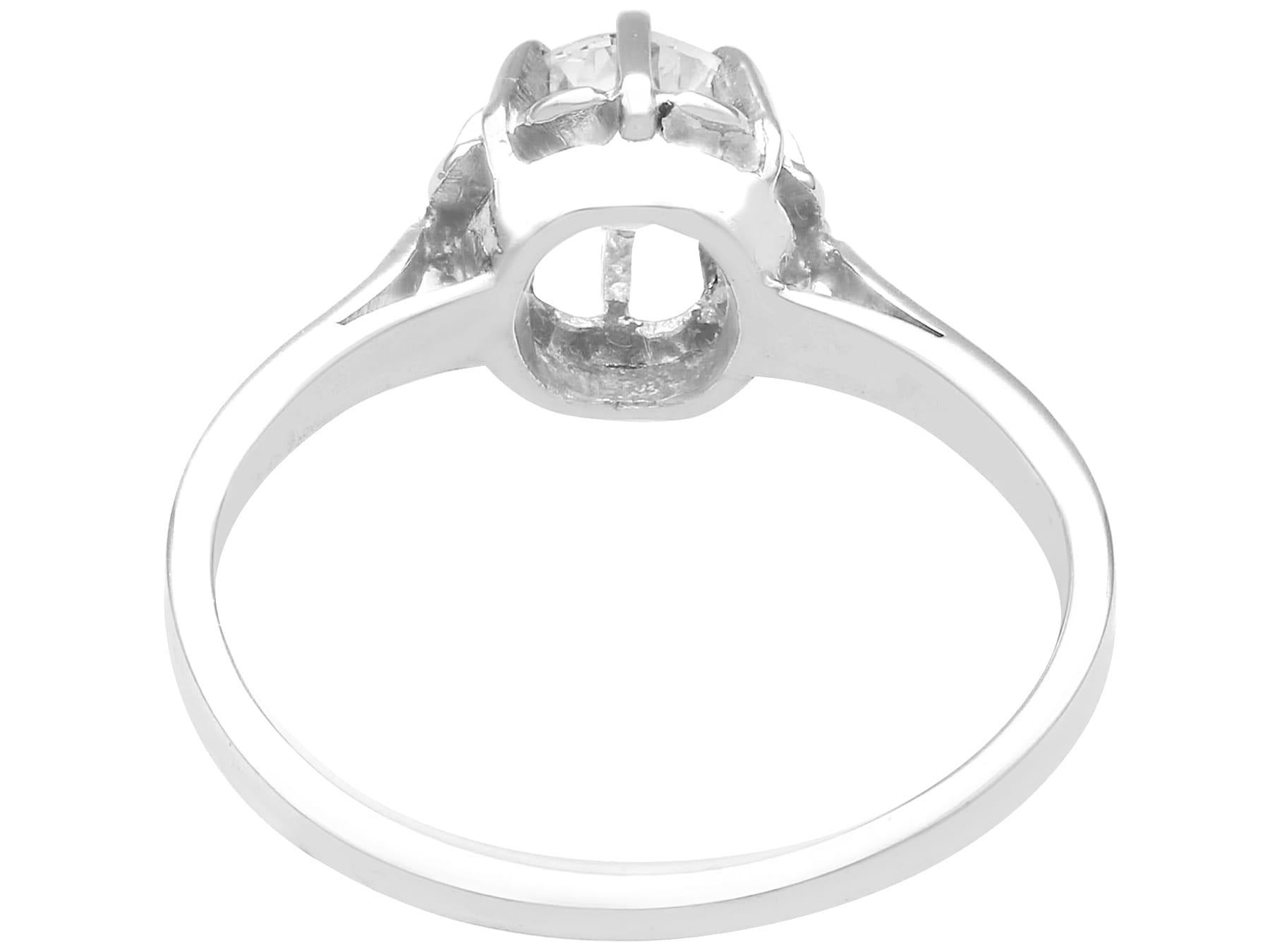 Women's or Men's Antique French Diamond White Gold Solitaire Ring, circa 1920 For Sale