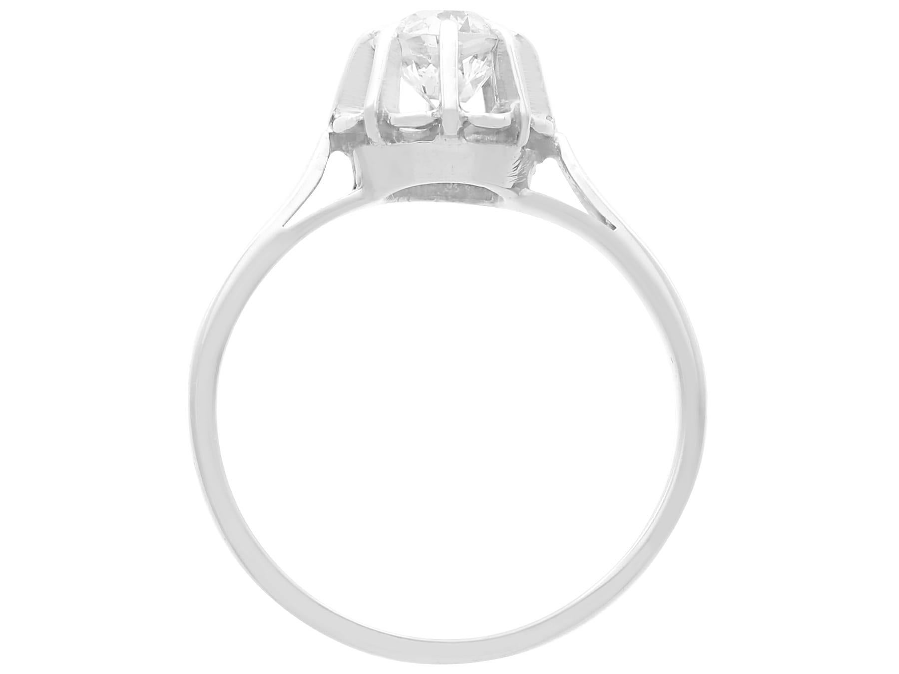 Antique French Diamond White Gold Solitaire Ring, circa 1920 For Sale 1