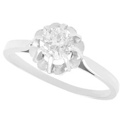 Antique French Diamond White Gold Solitaire Ring, circa 1920