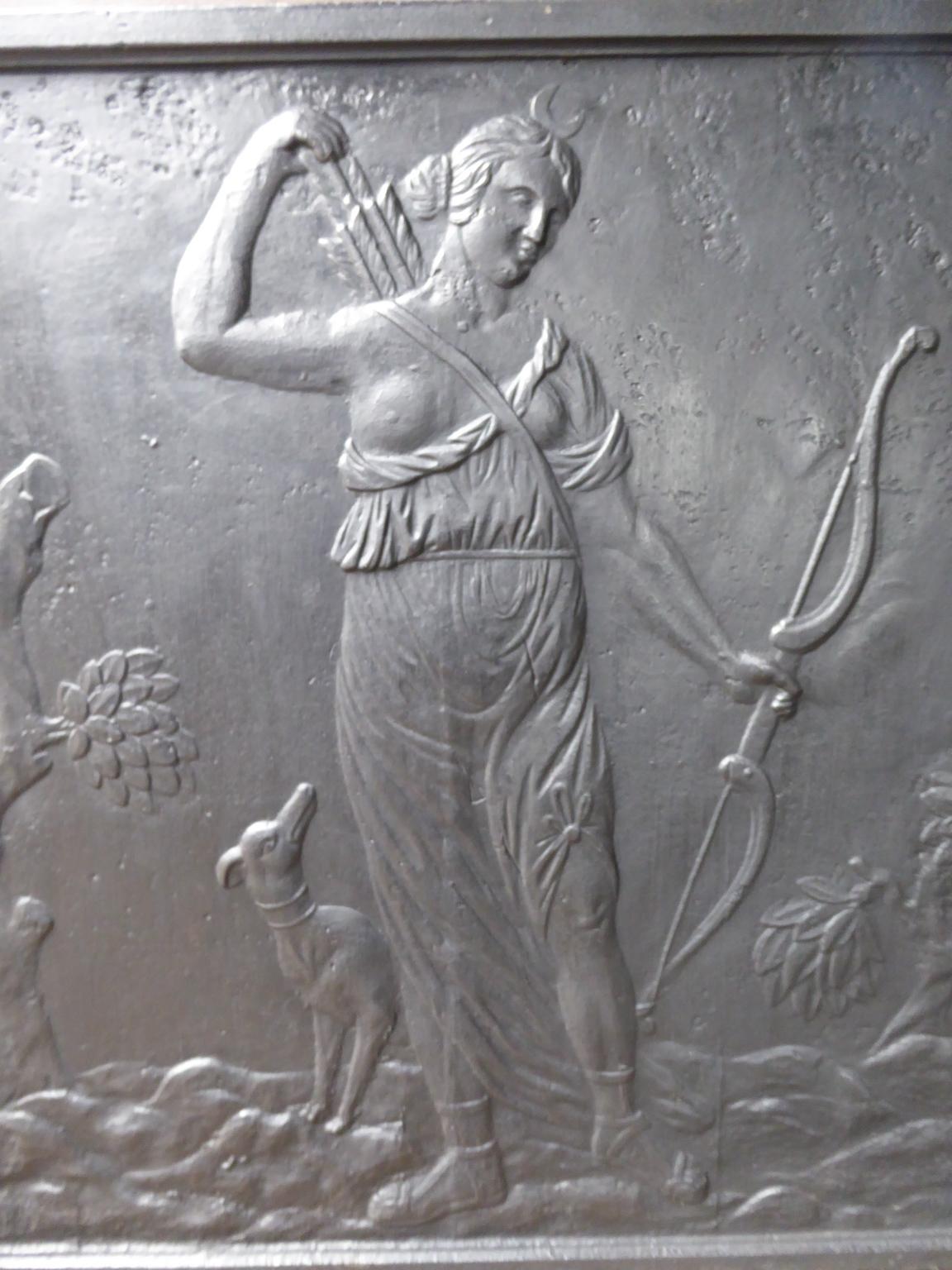 Iron Antique French 'Diana' Fireback / Backsplash, 19th Century For Sale