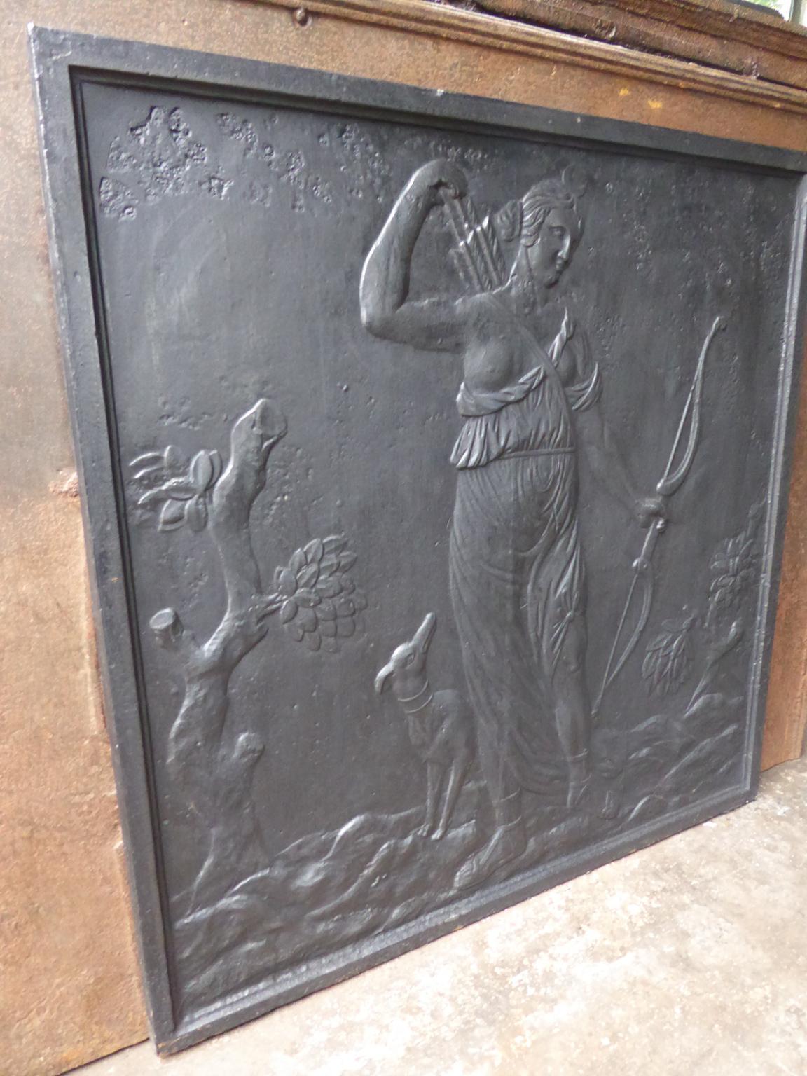 Fer Plaque de cheminée / crédence française ancienne Diana, 19ème siècle en vente