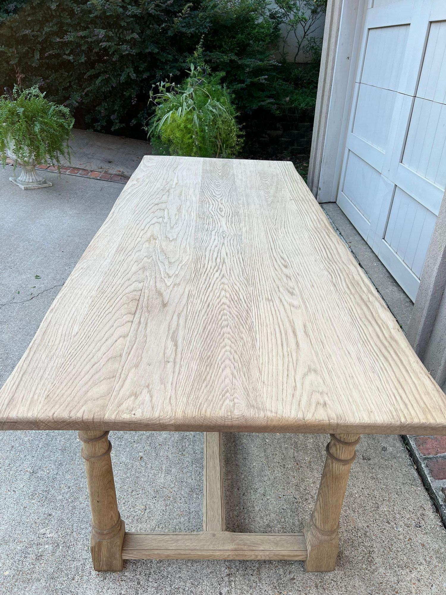 Antique French Dining Farm Bakers Table Bleached Oak Baluster Leg c1920 For Sale 6