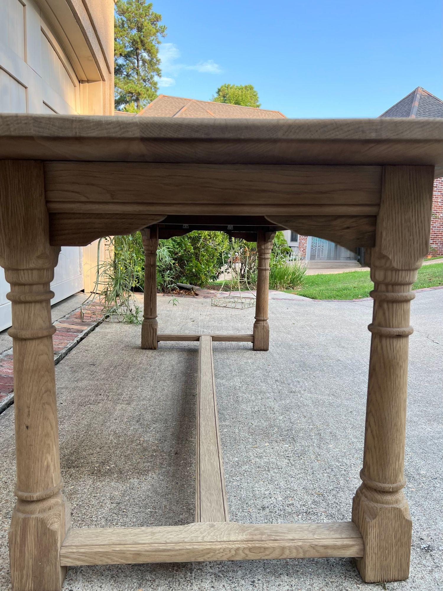 Antique French Dining Farm Bakers Table Bleached Oak Baluster Leg c1920 For Sale 14