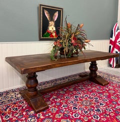 Antique French Dining Farmhouse Monk Refectory Monastery Table Baluster Pedestal