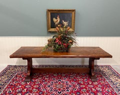 Antique French Dining Farmhouse Refectory Monastery Table Trestle Base 19thC