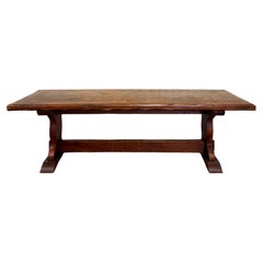 Antique French Dining Farmhouse Refectory Monastery Table Trestle Base 19thC